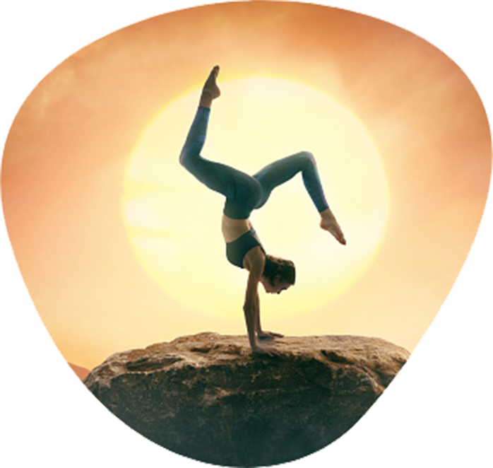 marketing empowers - integrated brand and content marketing -brainlush-yoga pose-on rock upside down-mask